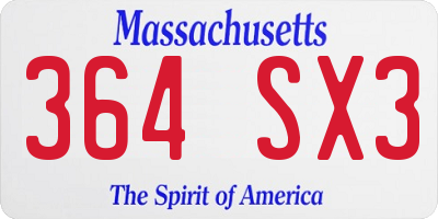 MA license plate 364SX3