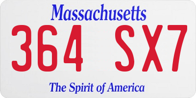 MA license plate 364SX7