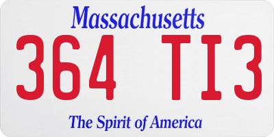MA license plate 364TI3