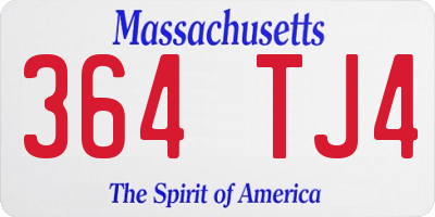 MA license plate 364TJ4
