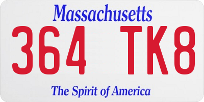 MA license plate 364TK8