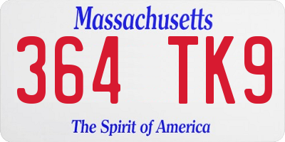 MA license plate 364TK9