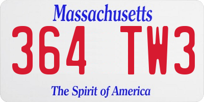 MA license plate 364TW3