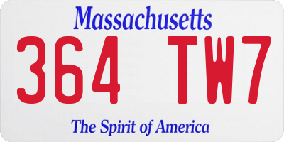 MA license plate 364TW7