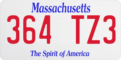 MA license plate 364TZ3