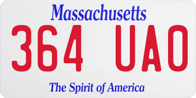MA license plate 364UA0