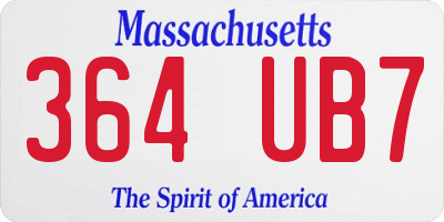 MA license plate 364UB7