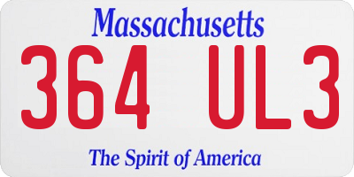 MA license plate 364UL3