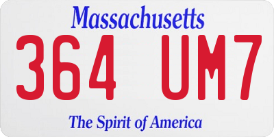 MA license plate 364UM7