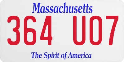 MA license plate 364UO7