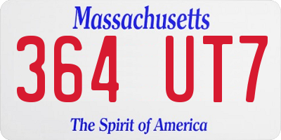 MA license plate 364UT7