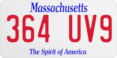 MA license plate 364UV9