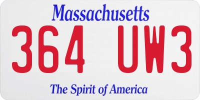 MA license plate 364UW3