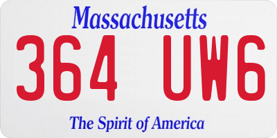 MA license plate 364UW6