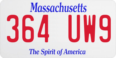 MA license plate 364UW9