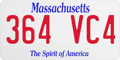 MA license plate 364VC4