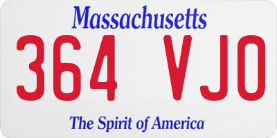 MA license plate 364VJ0