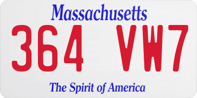 MA license plate 364VW7