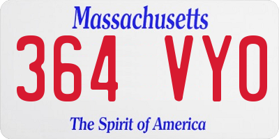 MA license plate 364VY0