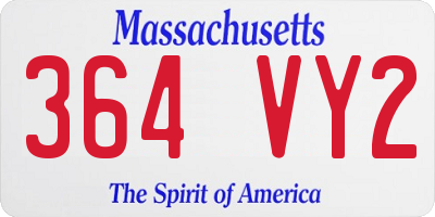MA license plate 364VY2