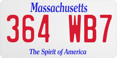 MA license plate 364WB7