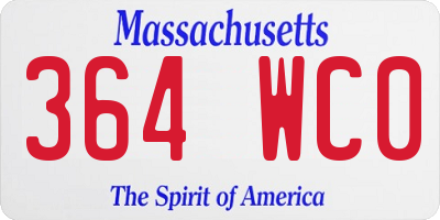 MA license plate 364WC0
