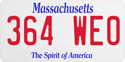 MA license plate 364WE0
