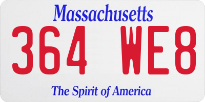 MA license plate 364WE8
