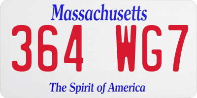 MA license plate 364WG7
