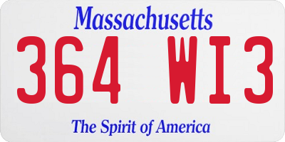 MA license plate 364WI3