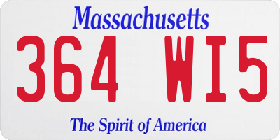 MA license plate 364WI5
