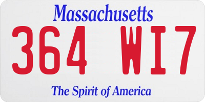 MA license plate 364WI7