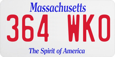 MA license plate 364WK0