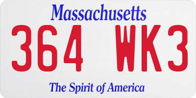 MA license plate 364WK3