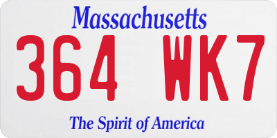 MA license plate 364WK7