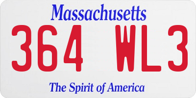 MA license plate 364WL3