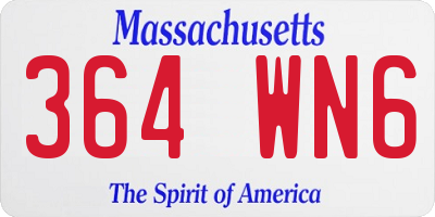 MA license plate 364WN6