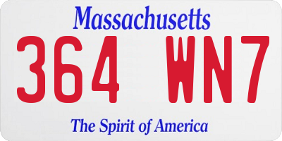 MA license plate 364WN7