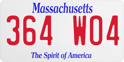 MA license plate 364WO4