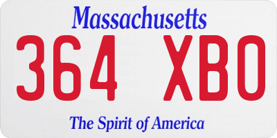 MA license plate 364XB0