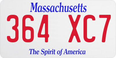 MA license plate 364XC7