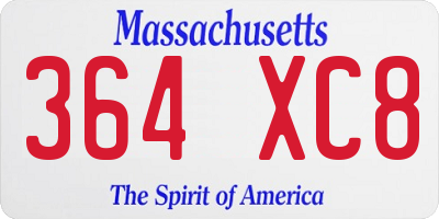 MA license plate 364XC8