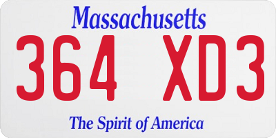 MA license plate 364XD3