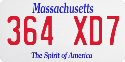 MA license plate 364XD7