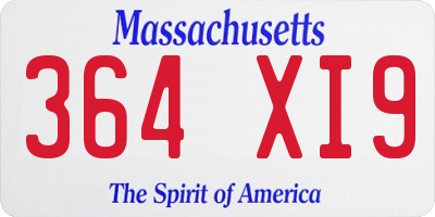MA license plate 364XI9