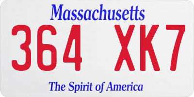MA license plate 364XK7