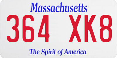 MA license plate 364XK8