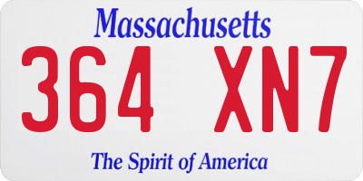 MA license plate 364XN7