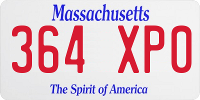 MA license plate 364XP0