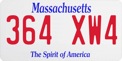 MA license plate 364XW4
